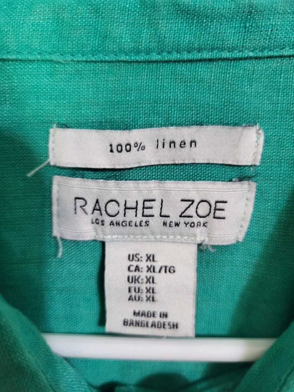 Rachel Zoe Women's XL Green 100% Linen Button Up Long Sleeved Blouse - Picture 3 of 8